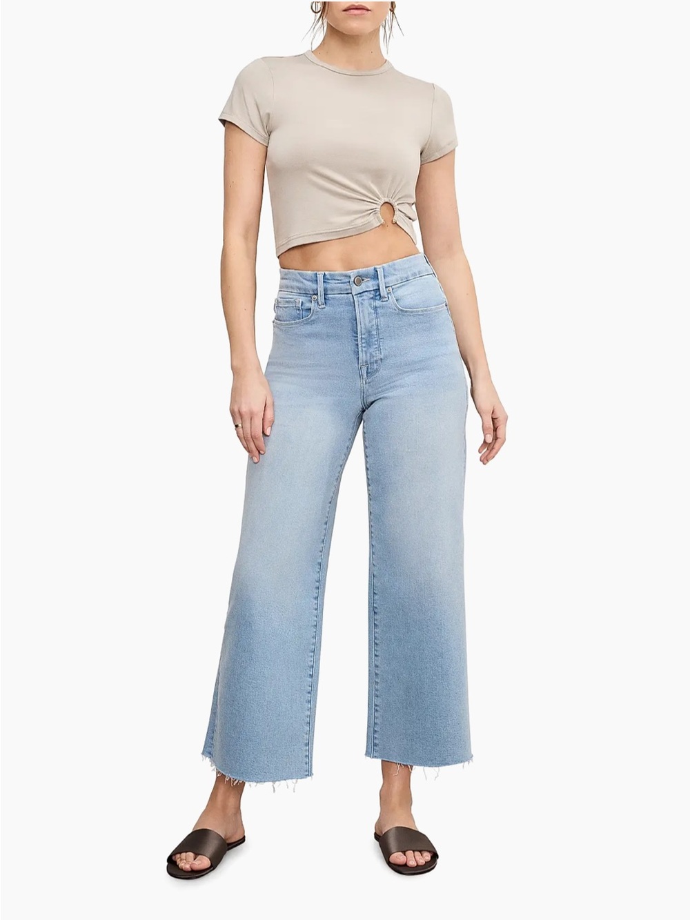 Good American crop palazzo jeans